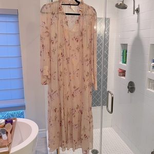 H&M pink floral maxi midi dress